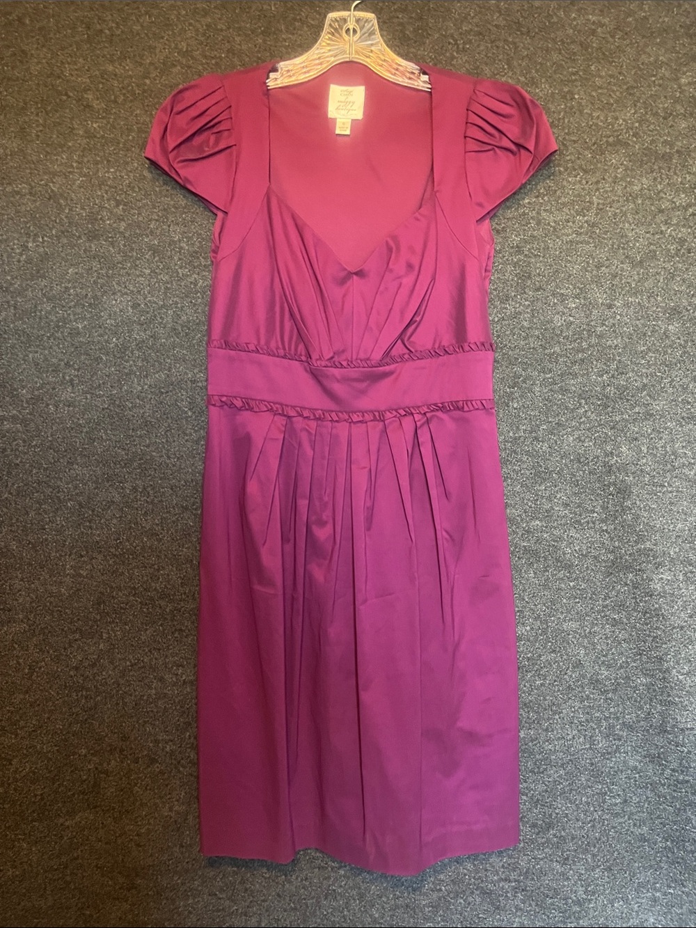 Suzi Chin Magenta Cap-Sleeve Midi Dress